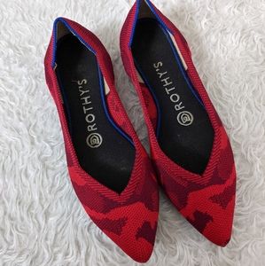 Rothy's Red Camo Pointy Toe Flats